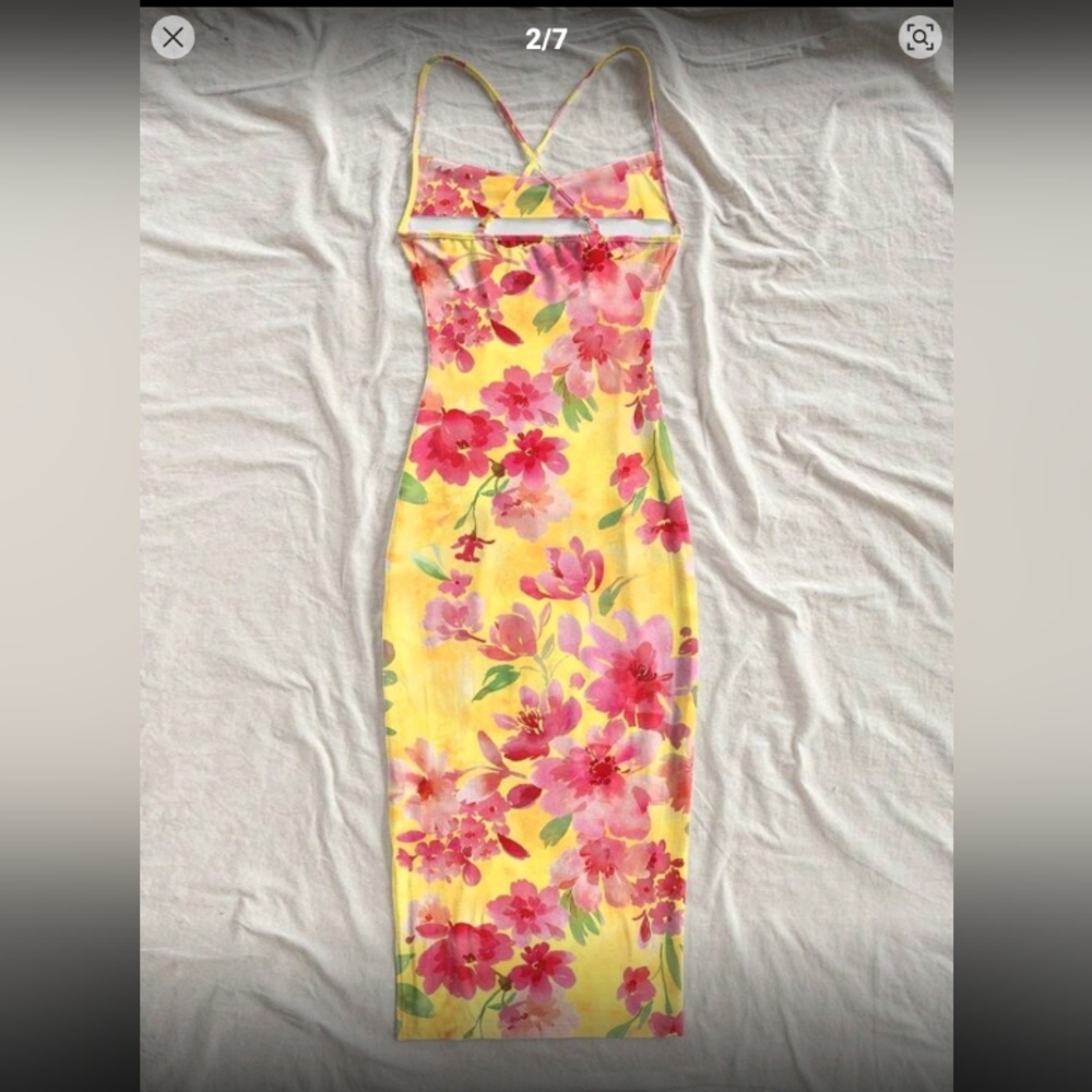 🛍️ BUNDLE ONLY 🛍️NWT SHEIN Boho Yellow Floral Dress - Picture 2 of 6